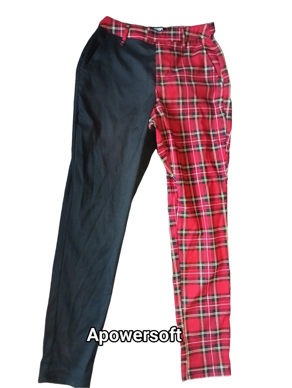 Hot Topic Black Red Tartan Split Slim Tapered Pants Size XS